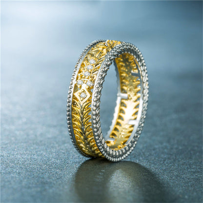 Cubic Zirconia and Two-Tone Filigree Band, statement rings for women, vintage-inspired design, side view