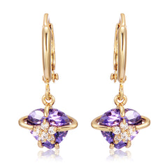 Purple Crystal & Cubic Zirconia 18K Gold-Plated Heart Drop Earrings