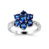 Navy Crystal & Cubic Zirconia Flower Ring