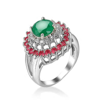 Green & Red Cubic Zirconia & Crystal Sunflower Ring