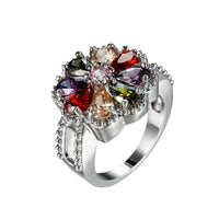 Red & Purple Crystal Flower Ring