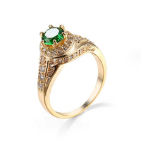 Green Crystal & Cubic Zirconia Twist Halo Ring