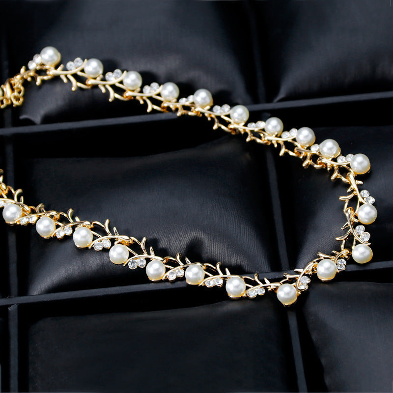 Cubic Zirconia & Pearl 18K Gold-Plated Botany Necklace & Earrings Set