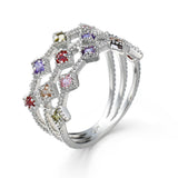 Red & Pink Cubic Zirconia Line Ring
