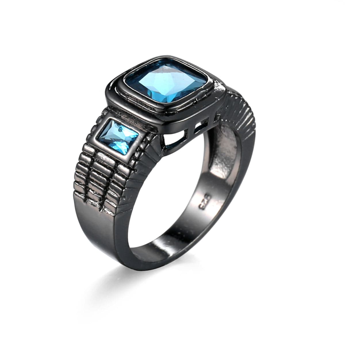Sea Blue Crystal & Copper Bezel-Set Ring