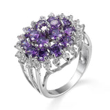 Purple Lab-Created Crystal & Cubic Zirconia Sunflower Ring