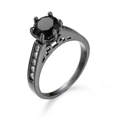 Black Cubic Zirconia & Black-Plated Cocktail Ring