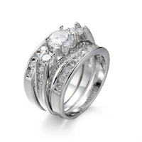 Cubic Zirconia & Silver-Plated Cocktail Ring Set