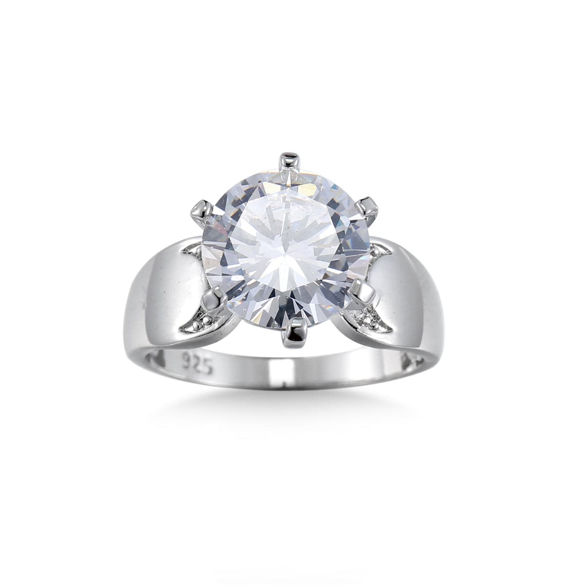 Crystal and Silver-Plated Round-Cut Cocktail Ring, silver statement rings for women, everyday style, side view