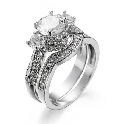Crystal and Silver-Plated Botany Ring Set, jewelry gift sets for women, botanical inspired, side view