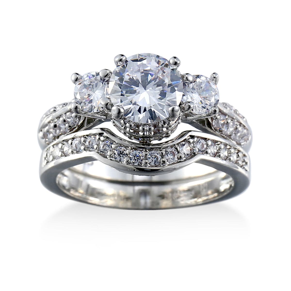 Crystal and Silver-Plated Botany Ring Set, jewelry gift sets for women, botanical inspired, front view