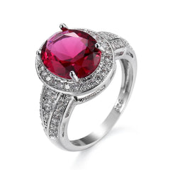 Rose Crystal & Cubic Zirconia Round Ring