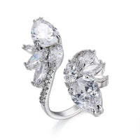 Crystal & Silver Plated Botany Marquise-Cut Open Ring