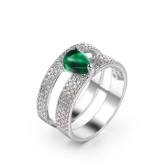 Green Cubic Zirconia & Crystal Layered Ring