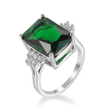 Green Crystal & Cubic Zirconia Rectangle Ring