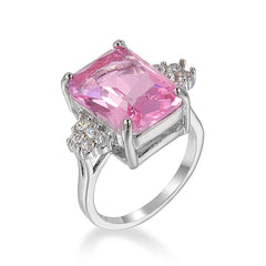 Pink Crystal & Cubic Zirconia Princess-Cut Ring