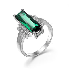 Green Cubic Zirconia & Crystal Baguette-Cut Ring