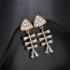 Cubic Zirconia & Crystal 18K Gold-Plated Fish Bone Drop Earrings