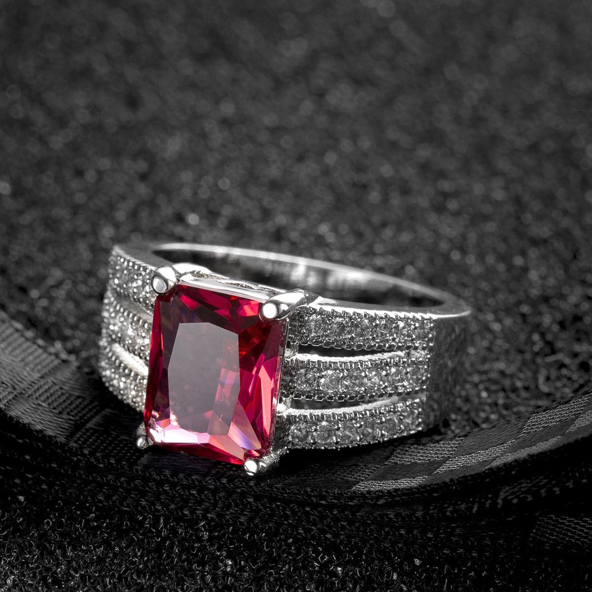 Rose Crystal & Cubic Zirconia Layered Princess Ring