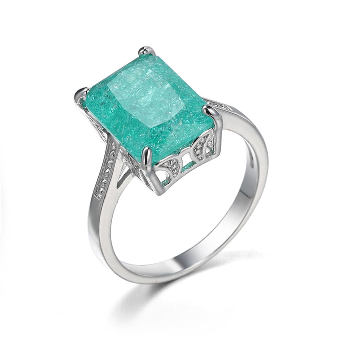 Green Crystal Rectangle Ring