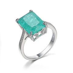 Green Crystal Rectangle Ring