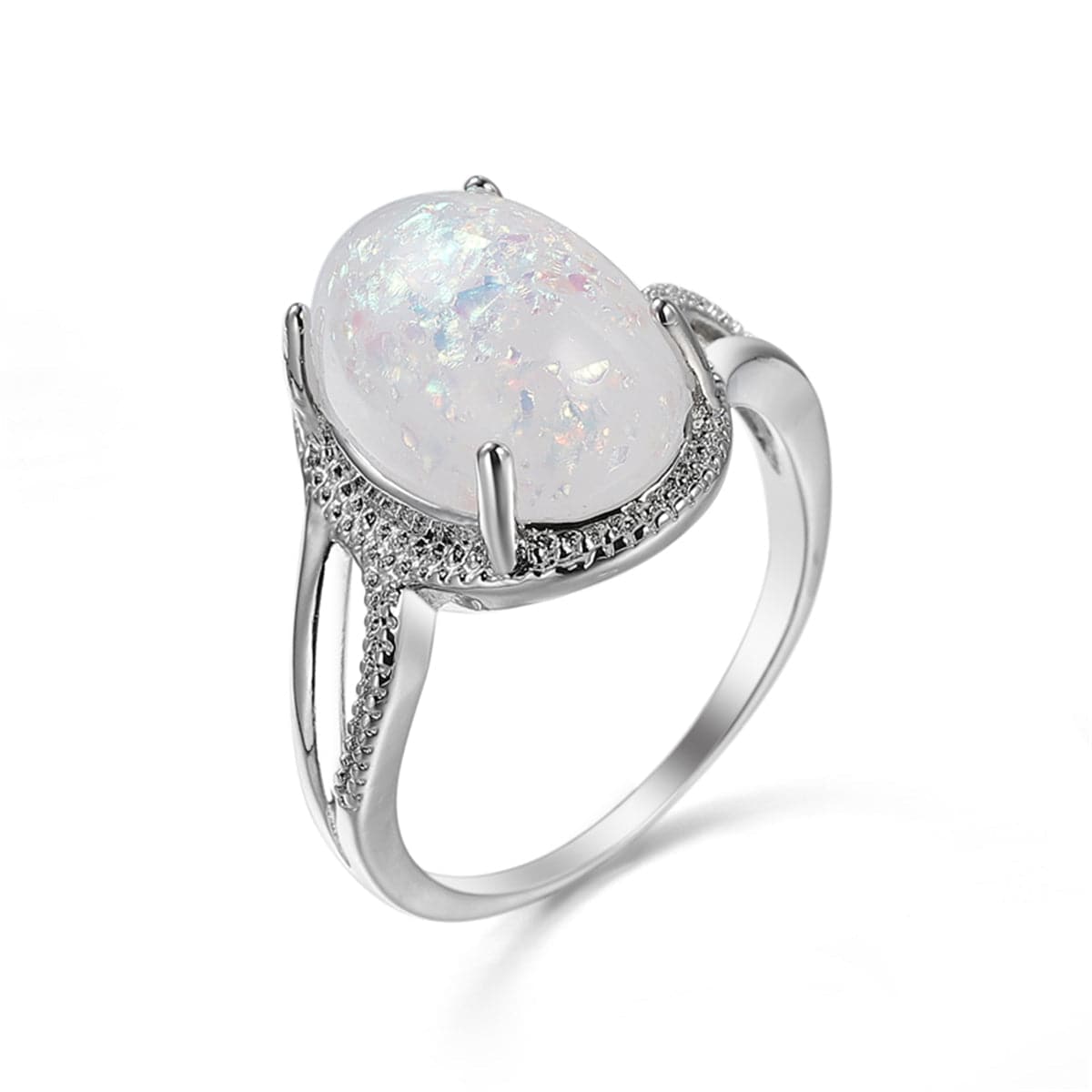 Resin and Silver-Plated Statement Ring, silver statement rings for women, elegant gift for her, front view