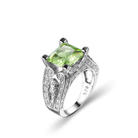 Apple Green Crystal & Silvertone Botany Ring