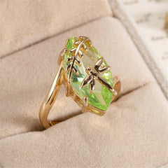 Green Crystal & 18K Gold-Plated Marquise-Cut Botany Ring