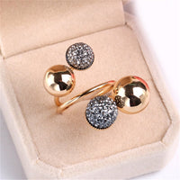 Gray & 18k Gold-Plated Adjustable Flower Ball Ring - streetregion