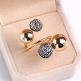Gray & 18k Gold-Plated Adjustable Flower Ball Ring - streetregion