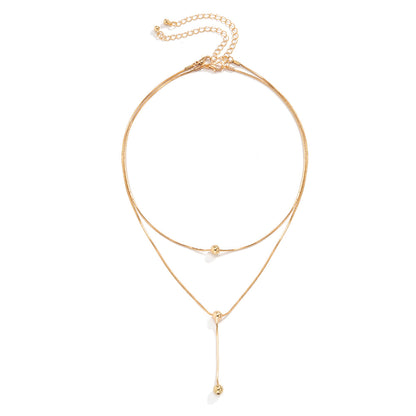 18K Gold-Plated Bead Drop Lariat Necklace Set, jewelry gift sets for women, botanical inspired, side view
