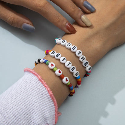 Howlite and Acrylic 'Better Together' Three-Piece Stretch Bracelet Set, jewelry gift sets for women, front view