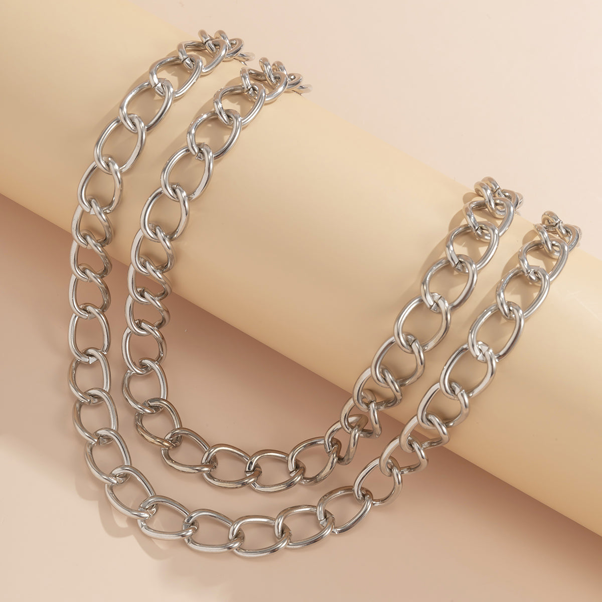 Silver-Plated Curb Chain Necklace Set