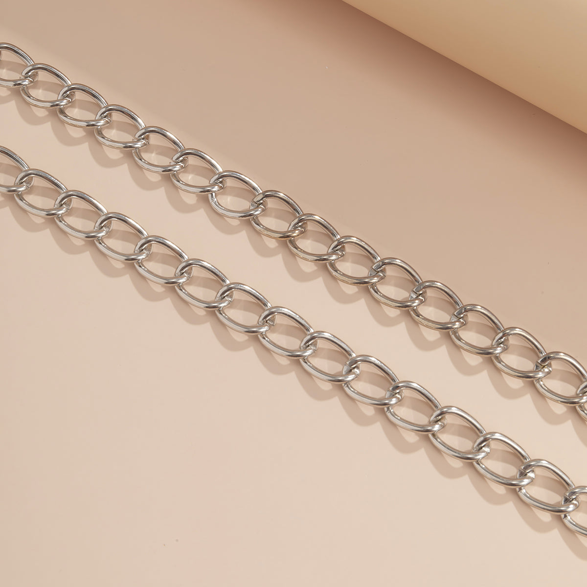 Silver-Plated Curb Chain Necklace Set