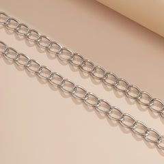 Silver-Plated Curb Chain Necklace Set