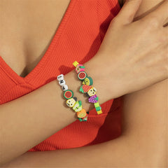 Yellow & Blue 'Angel' Fruit Beaded Stretch Bracelet Set