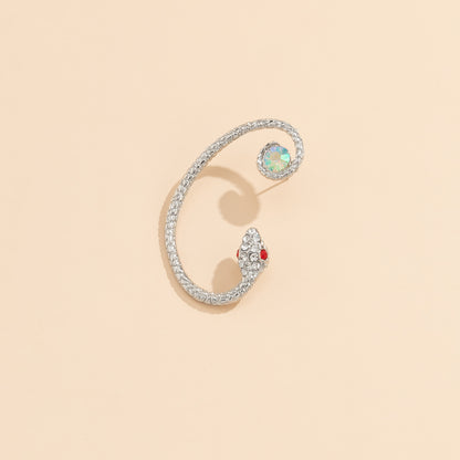 Cubic Zirconia and Silver-Plated Snake Ear Cuff, silver stud earrings for women, elegant gift for her, lifestyle look