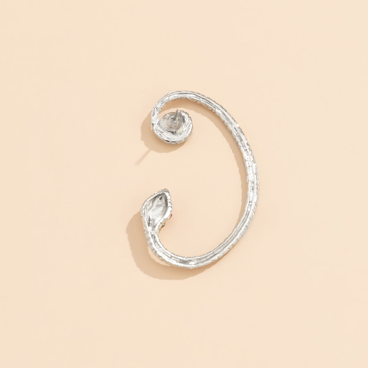Cubic Zirconia and Silver-Plated Snake Ear Cuff, silver stud earrings for women, elegant gift for her, styled look