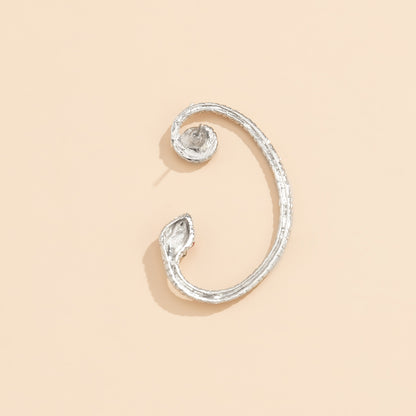 Cubic Zirconia and Silver-Plated Snake Ear Cuff, silver stud earrings for women, elegant gift for her, styled look