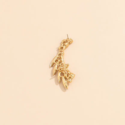 Crystal and Cubic Zirconia 18K Gold-Plated Wheat Ear Climber, gold stud earrings for women, lifestyle look