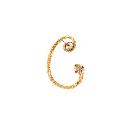 Cubic Zirconia and 18K Gold-Plated Snake Ear Cuff, gold stud earrings for women, elegant gift for her, side view