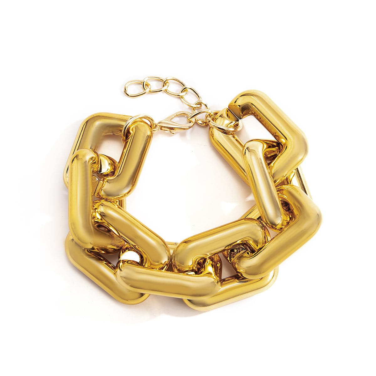 18K Gold-Plated Rectangle Chain Bracelet, gold bracelet for women, vintage-inspired design, styled look