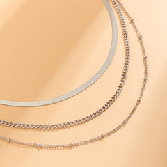 Silver-Plated Snake Chain Layered Necklace