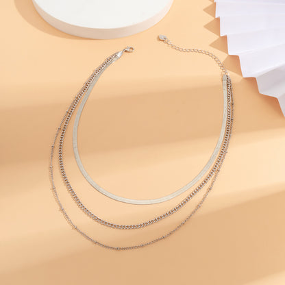 Silver-Plated Snake Chain Layered Necklace, silver pendant necklace for women, botanical inspired, lifestyle look