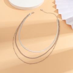 Silver-Plated Snake Chain Layered Necklace