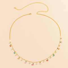 Cubic Zirconia & 18K Gold-Plated Cherry Charm Waist Chain
