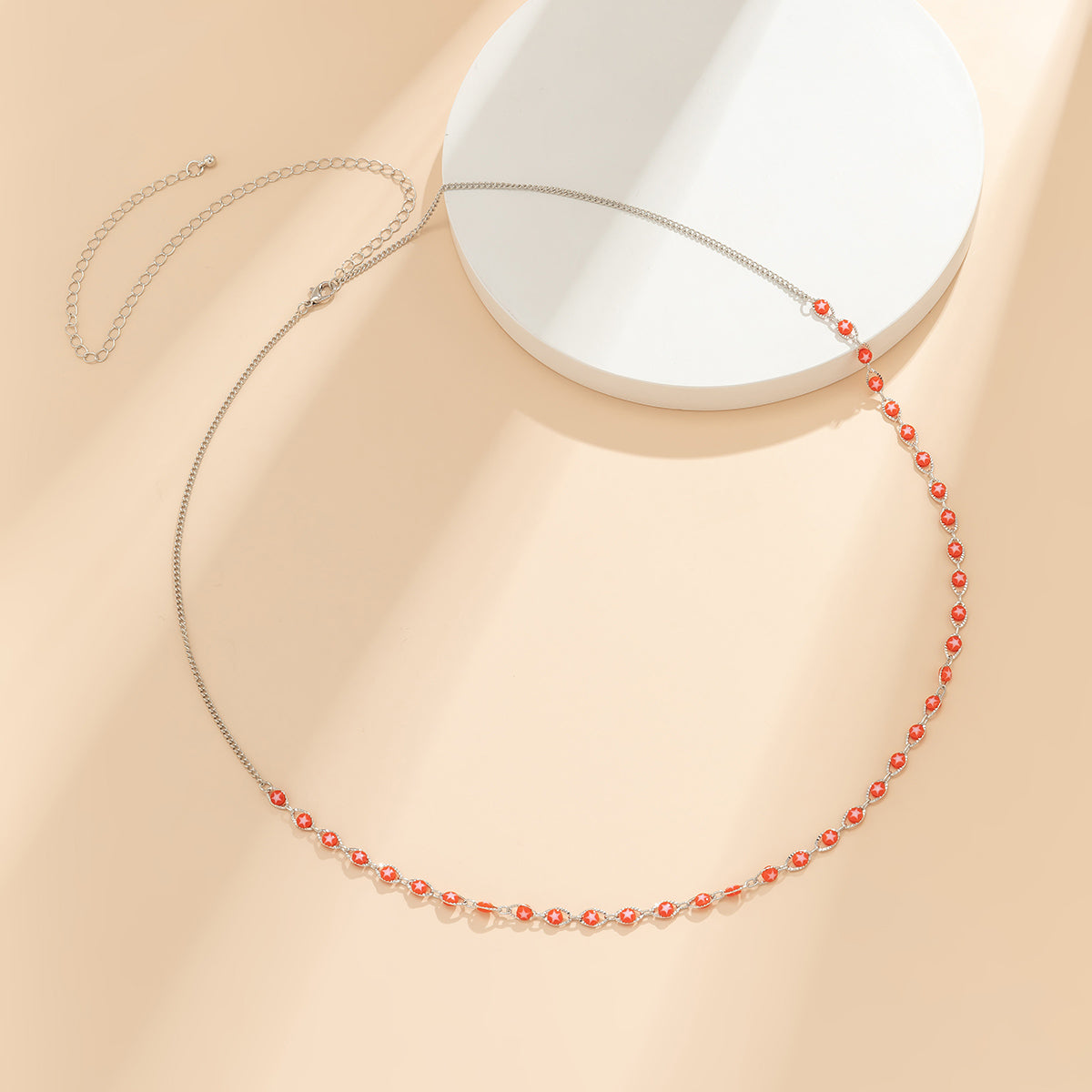 Red Acrylic & Silver-Plated Star Waist Chain