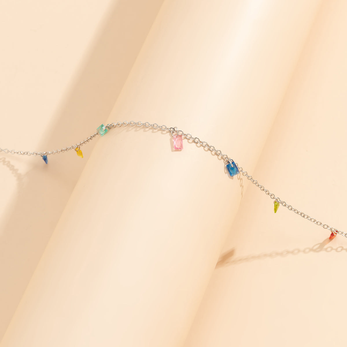 Multicolor Crystal & Silver-Plated Waist Chain