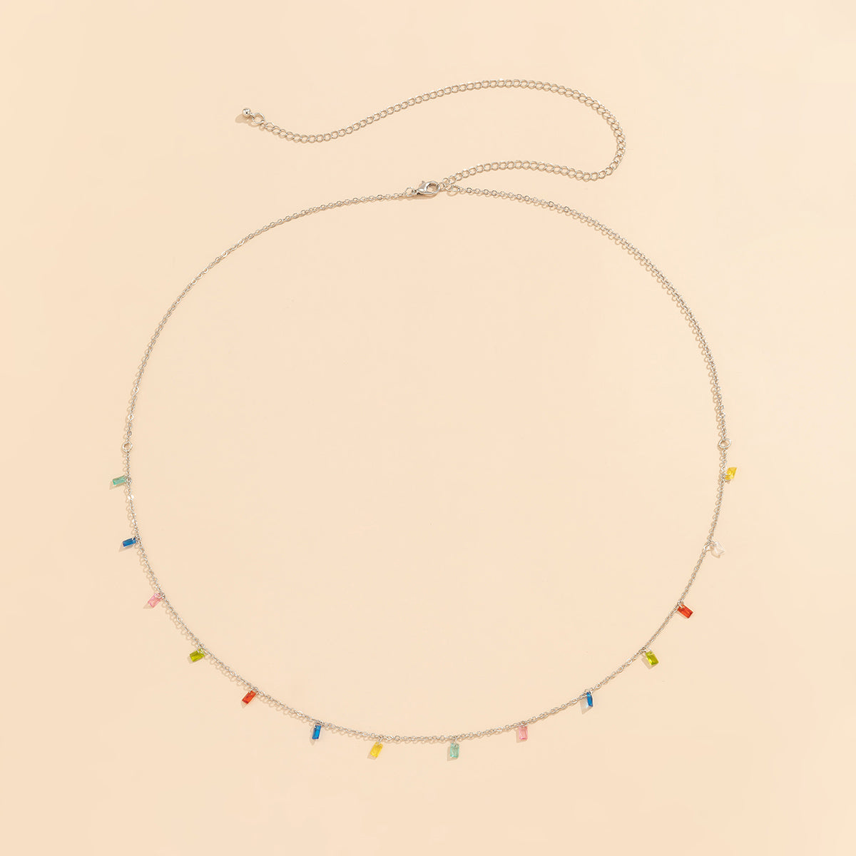Multicolor Crystal & Silver-Plated Waist Chain