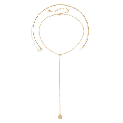 18K Gold-Plated Choker and Drop Pendant Necklace Set, jewelry gift sets for women, botanical inspired, side view